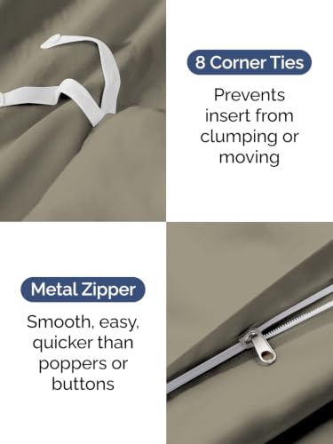 Image of Duvet Cover Queen Size - Extra Soft 3 Piece with Zipper Closure - Khaki