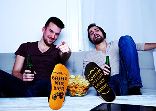 Foto von Top-Geschenk24.de Bier Socken Herren, Bier Geschenk für Männer, WENN DU DAS LESEN KANNST BRING MIR BIER, lustige Socken als Geburtstagsgeschenk,Vatertagsgeschenk für Bierliebhaber (Schwarz, 37-44)
