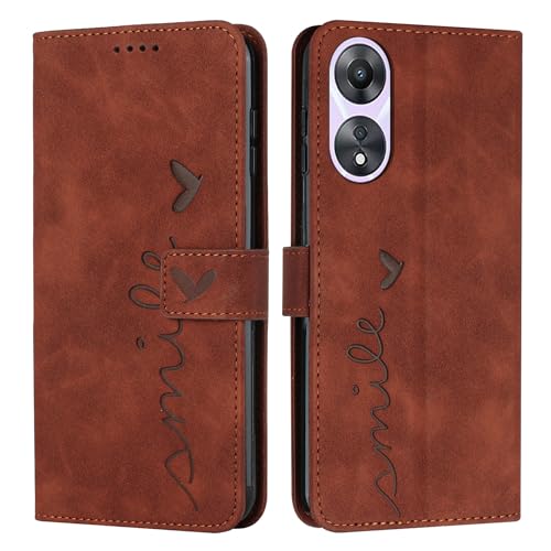 Housse Oppo A58 portefeuille en cuir avec relief esthétique et finitions soignées