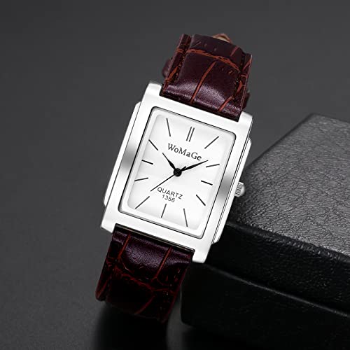 Avaner Orologio Quadrato Da Uomo, Orologio Con Polsino In Pelle Vintage, Orologio Da Polso Analogico Al Quarzo Con Numeri Romani, Orologio Retrò Classico Con Cinturino In Pelle - 2