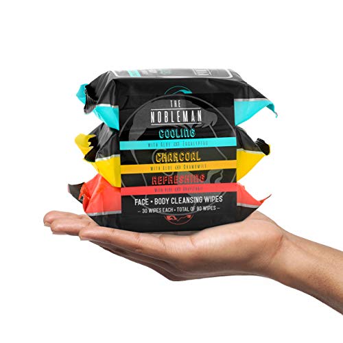 Men's Assorted Cleansing Wipes- Cooling/Charcoal/Refreshing - 3 Pack (90Ct) #TOP6