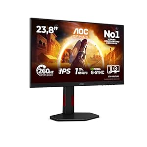 AOC 24G4ZR 24 Zoll FHD Gaming Monitor, 260Hz, Fast IPS Panel, 0.3ms MPRT, Adaptive Sync, HDR10, G-Sync Compatible, Höhenverstellung,(1920x1080 HDMI 2X 2.0 DP 1x 1.4) Schwarz