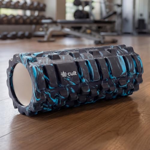 Image of CULT Foam Roller for Back Pain & Deep Tissue Massage | High Density Body Massage Roller & Yoga Roller | 33cm Muscle Massager Equipment for Muscle Recovery & Stretching (Marble Blue)