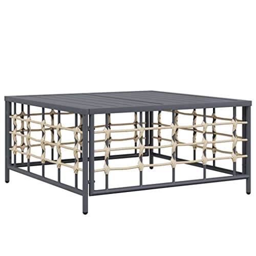 vidaXL Table de Jardin Anthracite 70x70x34 cm résine tressée, Table Basse, mobilier de Patio, Table de Patio, mobilier de Jardin, Table d'extérieur