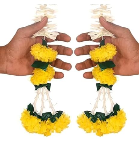 Image of VRB Dec 1 Pcs Artificial Flowers Vine Blossom /Roses Garland Fake (6 ft) Flowers Fabric Roses /Blossom Garland for Wedding Decor Diwali /Ganpati /Garden Wall Valentine (6 Pcs Heavy Jasmin Ladi Yellow)