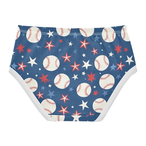 Wusikd Baseballs Stars Girls' Underwear Cotton Girls Briefs Soft Toddler Underwear 2T2