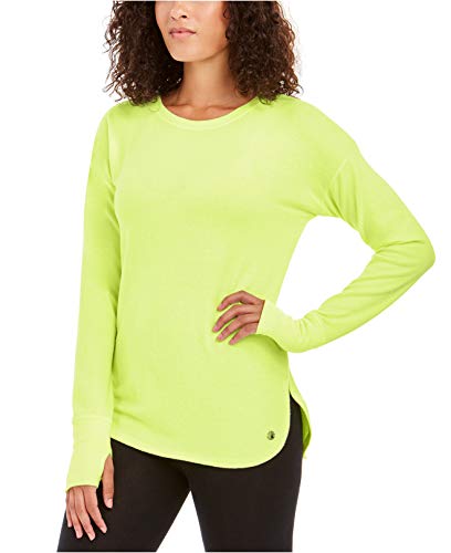 Ideology Womens Heathered Activewear T-Shirt Yellow M