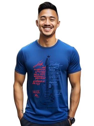 Image of ADRO Guitar Design Printed T-Shirt for Men - 100% Cotton, Regular Fit, Soft Breathable Fabric.