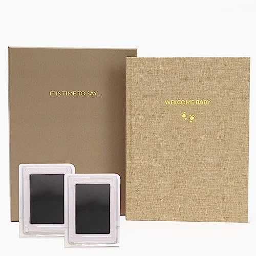 Image of ANA.V - Keepsake Baby Memory Book with Clean-Touch Baby Safe Ink Pads, Baby First Journal, Pregnancy to Baby's First year, Milestones, Baby Boy or Girl gift set, Baby Photo Album, Baby Gift Box