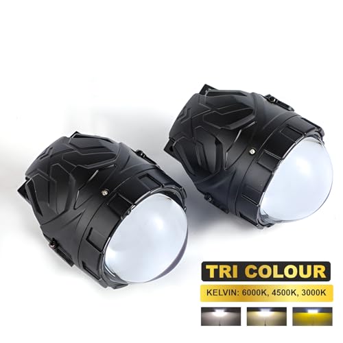 Image of Audio Wheels 3 Inch LED Projector Fog Lamp | 200W High-Intensity | Tri-Color - 3000K Yellow / 4500K Warm White / 6000K White | Premium Aluminium Housing | 1-Year Warranty