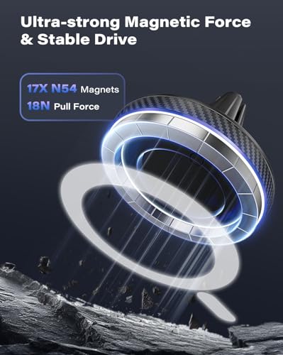 A2C Handyhalterung Auto Lüftung für Magsafe [17*N54 Magnet & Ultra-Stabiler] Universal Autohalterung Magnetische für Lüftungsgitter Kfz Handyhalter für iPhone 12-17, Samsung & Magsafe Hülle 3