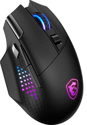 Image of msi Versa PRO W Gaming Mouse, 26000 DPI, 70M+ Clicks, OMRON Optical Micro Switch, Optical Sensor, Ergonomic Ambitextrous Hand Design, RGB Light