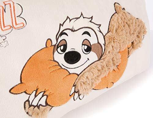 NICI 43491 Kissen Faultier Wave Dave rechteckig 43x25cm– Flauschiges Kuscheltierkissen Faultier-rechteckiges Stofftierkissen, Beige