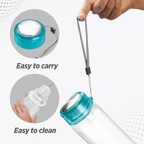 Image of Treo By Milton Hector Glass Bottle Set of 3, 1000 ml each I Leak Proof I Premium Glass I Food Grade-Bpa Free Material I Odour Proof I Easy To Carry Strap I Perfect for Home, Office, Blue