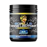Gorilla Mode Lightning Pre-Workout - Extreme Energy · Laser Focus · Powerful Pumps · Peak Performance - 550mg Caffeine, 13500mg L-Tyrosine, Alpha-GPC– 808g (Blue Raspberry)