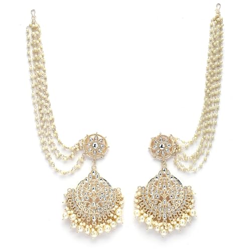 Image of Shining Diva Fashion Stylish Pearl Chain Traditional Jhumki Set Earrings for Women