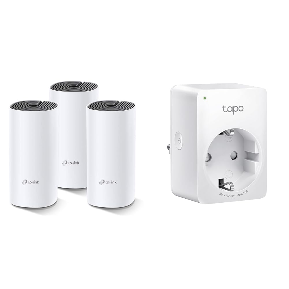 TP-Link Deco M4 Mesh WLAN Set (3er Pack) & Tapo Smart WLAN Steckdose Tapo P110 mit Energieverbrauchskontrolle