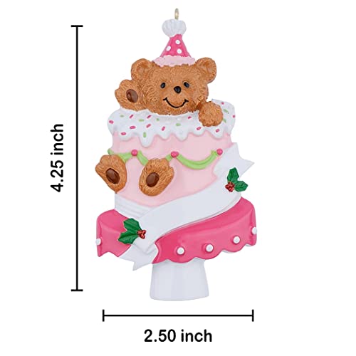Maxora Personalized Bear Cake Christmas Ornament Birthday Cake Toppers Mini Bear Figurine Cake Decorations Unique Keepsake Gifts For Kids Birthday, New Year, Holiday #TOP4