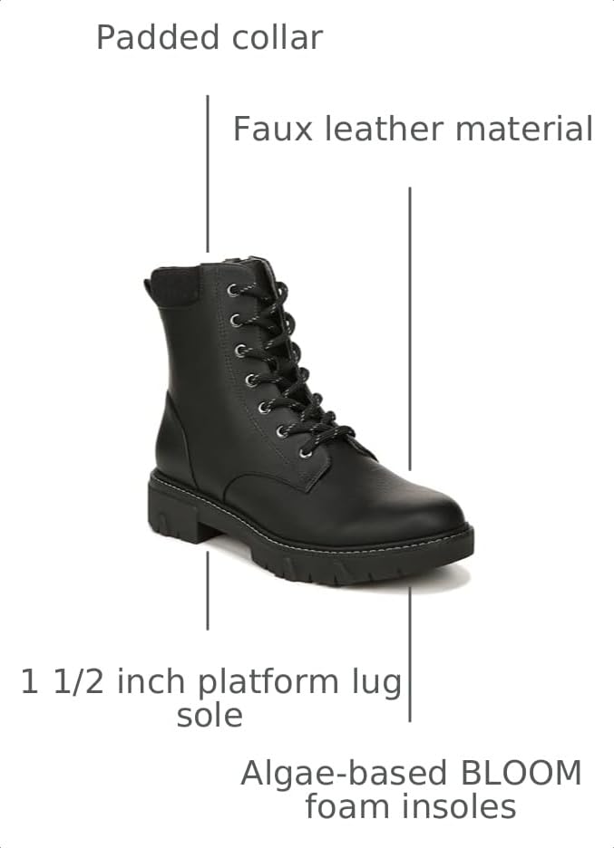 Dr. Scholl's Womens Headstart Combat Boot Black Synthetic 7 M - image 3