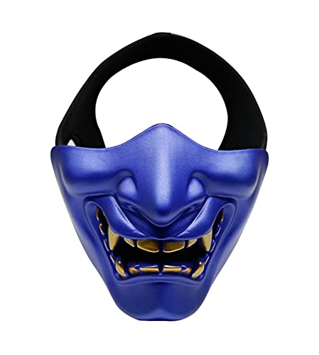 NC Evil Demon Monster Kabuki Samurai Prajna Ghost Half Mask, Halloween, Airsoft Half Mask For Cs War Game