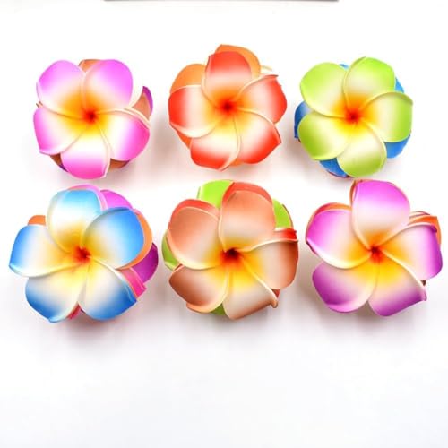 10 pinzas de cabello flores hawaianas multicolor 7cm miniatura 2