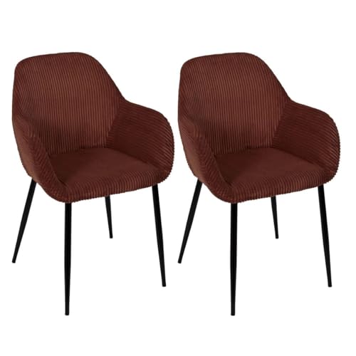 AltoBuy Amory - Lot de 2 fauteuils de Table en Velours côtelé Coloris Terracotta