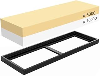 Whetstone 5000/10000 Grit Sharpening Stone, VECU 2 Side Polishing Kit Professional Waterstone Sharpener for Kitchen Cutlery and Outdoor Blades Polishing Tools, Waterstone Rubber Stone Holder Included