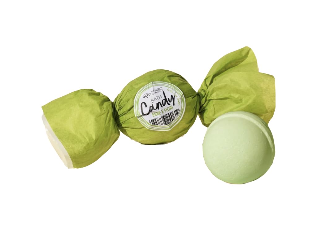 Senso Naturale Candy Herbs & Flowers Bath Bomb â€“ Soothing, Softening, Hydrating, Refreshing Skin, Relaxing Muscles & Mind, Dermatologically Tested, Vegan & Natural, for Kids & Adults, 110g