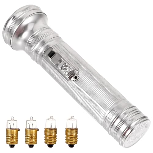 Mini torcia portatile ad alta potenza: con la sua illuminazione brillante fornita lampadine, questa torcia è utile, garantendo una visibilità ottimale, torcia elettrica vecchio stile in metallo