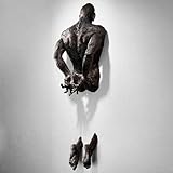 MORNFOG Resin Human Figure Sculpture, Wall-Mounted Contemporary Art Decoration, Abstract Human Form Statue (D)