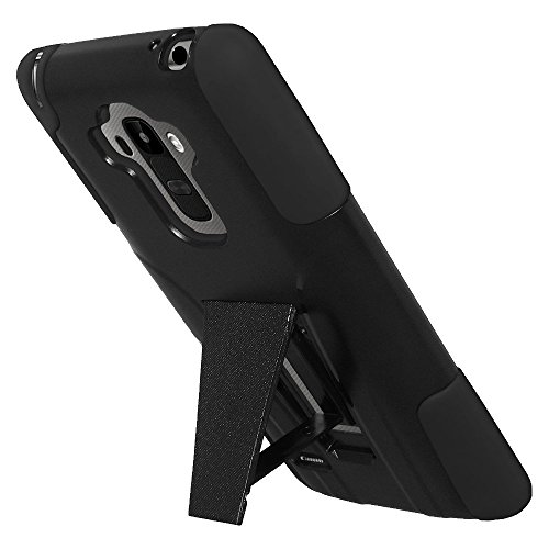 Amzer Double Layer Hybrid Case with Kickstand for LG G Stylo - Retail Packaging - Black