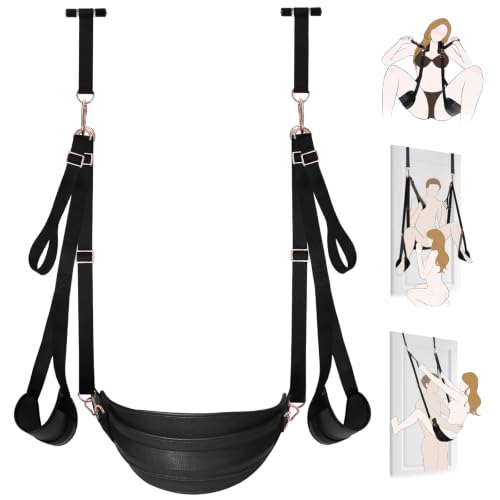 Image of Door Sex Swing 2 in 1 Bondage BDSM Thigh Restraints Adult Sex Toys Black