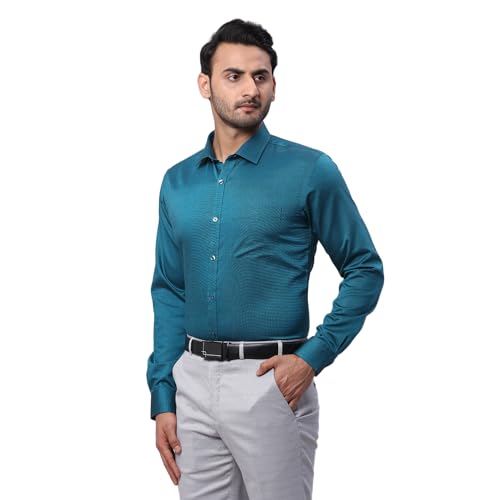 Image of Park Avenue Men's Slim Fit Structure Pattern Pure Cotton Semi Cutaway Collar Full Sleeve Formal Shirt