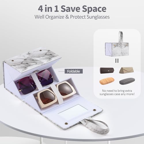 Image of Muf Travel Sunglass Organizer, 4 /5-Slot Leather Case for Multiple Sunglasses, Storage for Oversized Glasses for Men & Women