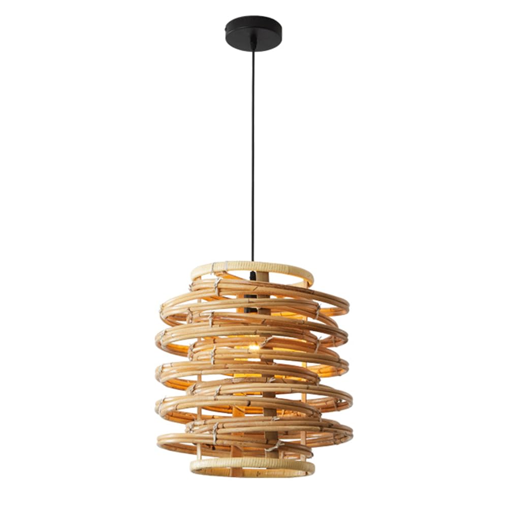CJSLXGBL Rustic Woven Pendant Light, Coastal Rattan Lampshade Hanging Lamp Light Fixtures RetroCoastal For Dining Room Kitchen Island Bedroom Foyer Hallway