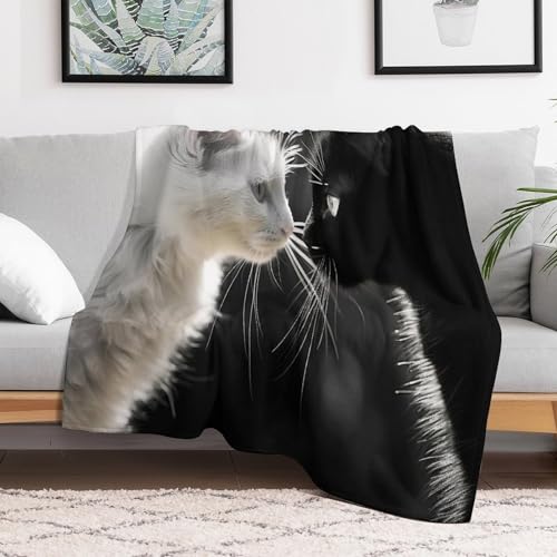 Manta suave de sofá con diseño de gato y forro polar 3