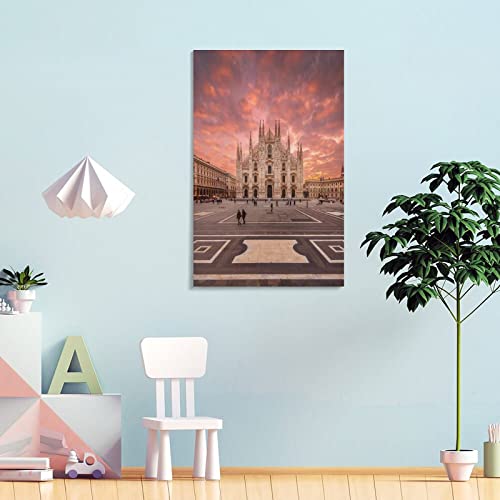 Famous Landscape Pictures Photography Art Poster, Milan Cathedral, Print Painting Wall Art Painting Canvas Painting Posters And Prints Wall Art Pictures For Living Room Bedroom Decor 12X18Inch(30X45C #TOP3