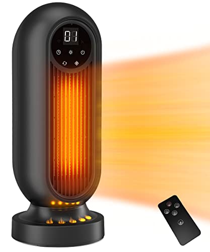 【2022冬速暖型】Tasukio セラミックヒーター ヒーター 電気 ファンヒーター 足元ヒーター 電気ストーブ 自動首振り リモコン付き タイマー機能 セラミックファンヒーター 2秒速暖 3段階切替 1200W / 950W 台座ライト付き ストーブ 電気ヒーター 省エネ 暖房器具 過熱保護 転倒保護 オフィス 脱衣所 トイレ 洗面所 日本語取扱説明書付 一年保証 ブラックのサムネイル