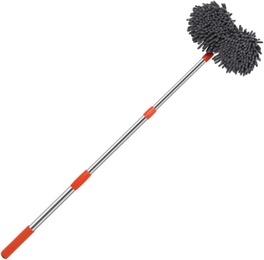 1pc Car Wash Brush Mop Telescopic Washable Microfiber Pads Long Handle Vehicle Cleaning Tool