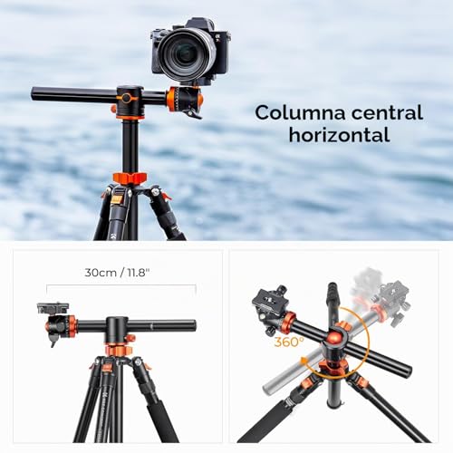Miniatura 3 de K F Concept Trípode Cámara,170cm Trípode Cámara Reflex,Trípode Video Aluminio Con Columna Central,Trípode Profesional Con Monopié,360 Rótula De Bola Placa De Liberación Para Cámara Dslr Tm2515t1