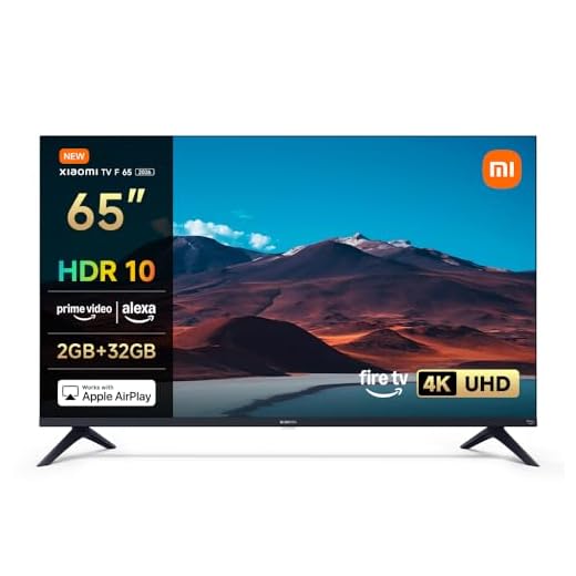 XIAOMI TV F 65, 65 pollici (165 cm),4K UHD,Smart TV, Fire TV,Triple Tuner DVB-C/S/S2/T/T2, HDR10,MEMC, Modalità Game Boost 120Hz, Controllo Vocale Alexa, 2GB+32GB, Compatibile con AirPlay