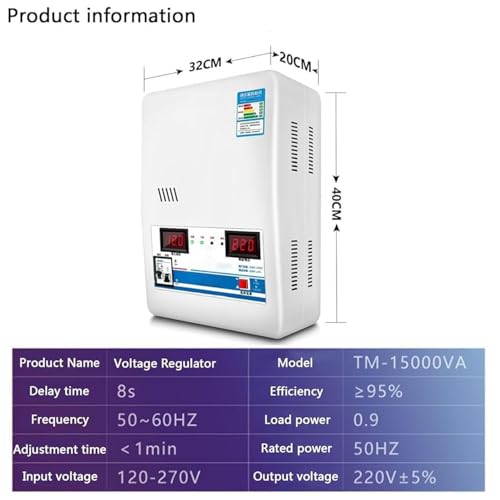 Genérico Estabilizador de alimentación doméstico 220v Estabilizador Voltaje Potencia Completamente AutomáticoMontaje en Pared para Uso doméstico sobretensiones Estabilizador de tensión CA pequeño