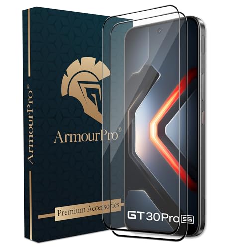 Image of ArmourPro Tempered Glass for Infinix GT 30 Pro - 9H Anti Scratch Screen Protector, Edge to Edge Coverage, HD Clarity, Smooth Touch, Case Friendly | Black, Pack of 2