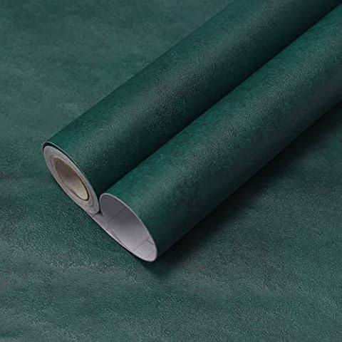 WADILE Peel and Stick Wallpaper 15.9in x 393.7in, Dark Green Concrete Contact Paper for Cabinets/Countertops Waterproof, Wall Paper for Bedroom, Stick on Wallpaper Textured Self Adhesive Cover