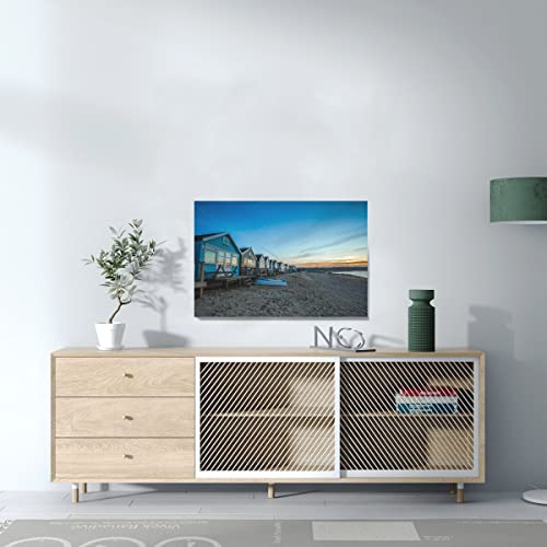 Tableau Décoratif Bungalows Mer en Toile Imprimée Plage 60x40cm