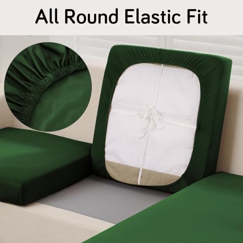 Image of HOKIPO 100% Waterproof Stretchable Elastic Seat Cushion Cover, 3 Seater, Green (NEW-AR-5354-GRN)