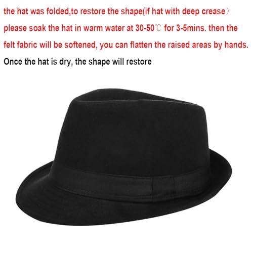Image of Felt Trilby Fedora Hat Short Brim Panama Jazz Hat 20s Bowler Gatsby Cap for Men Women