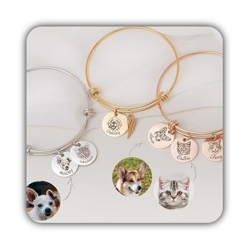 Regalo per amico - Pet Portrait Bracelet - Pet Portrait Custom - Engraved Dog Portrait - Pet Memorial Bracelet - Dog Bracelet