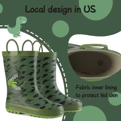 Image of mysoft Kids Rain Boots for Girls Boys Toddler Waterproof Rubber Cute Printed with Easy-On Handles