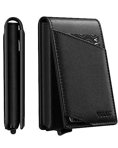 Image of VULKIT Minimalist Wallet for Men Pop Up Credit Card Holder Slim Bifold Wallets RFID Blocking Magnetic Closure with Gift Box, Black, slim, Minimalist